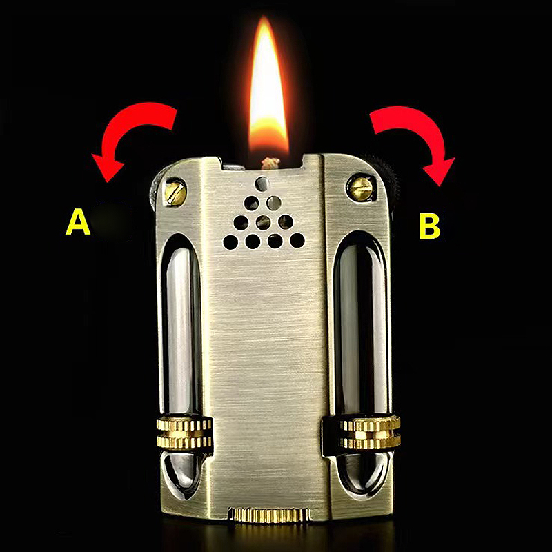 Vintage Collectible Lighters - ไฟแช็คน้ำมันเชื้อเพลิงสำหรับผู้ชาย isqueiro ที่จุดระเบิดล้อคู่ทำจากสังกะสีอัลลอยแบบวินเทจ