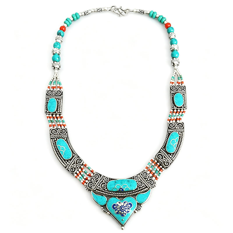 Vintage Collectible Jewelry - BOHO Vintage สร้อยคอคอลเลกชันทองแดงฝังขนาดใหญ่สร้อยคอจี้เครื่องประดับชาติพันธุ์ TNL173