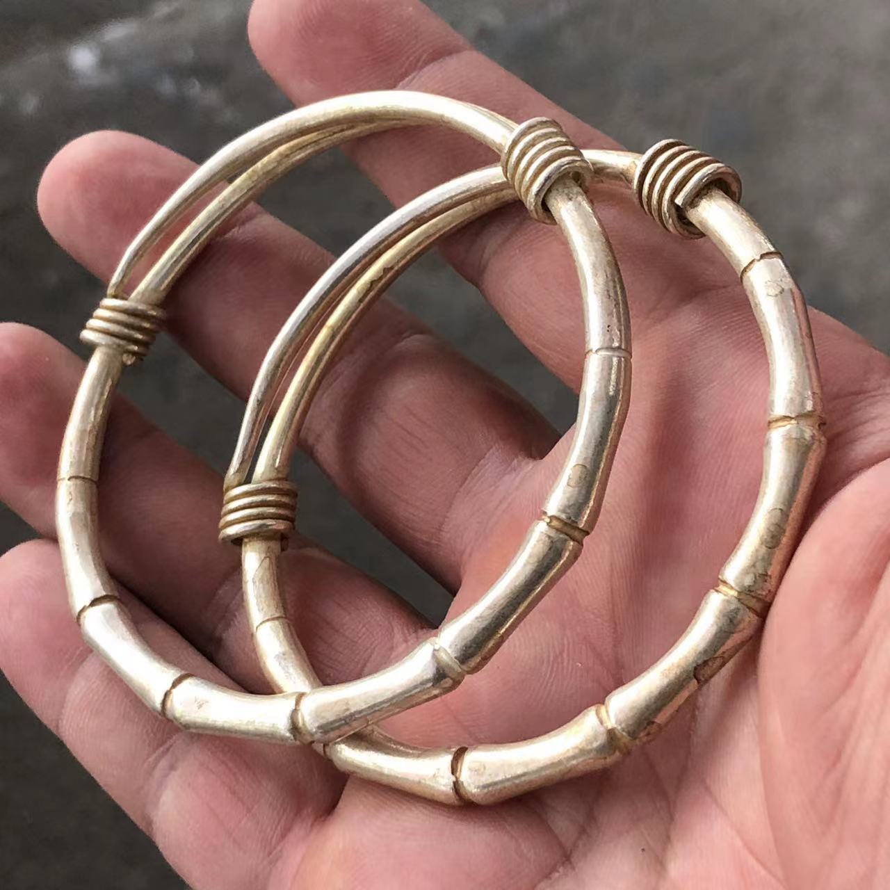 กำไลข้อมือเปิดลายไม้ไผ่ชุบเงิน - Vintage Collectible Jewelry บทวิจารณ์และราคา
