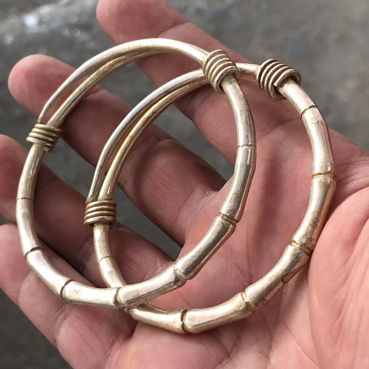 กำไลข้อมือเปิดลายไม้ไผ่ชุบเงิน - Vintage Collectible Jewelry บทวิจารณ์และราคา